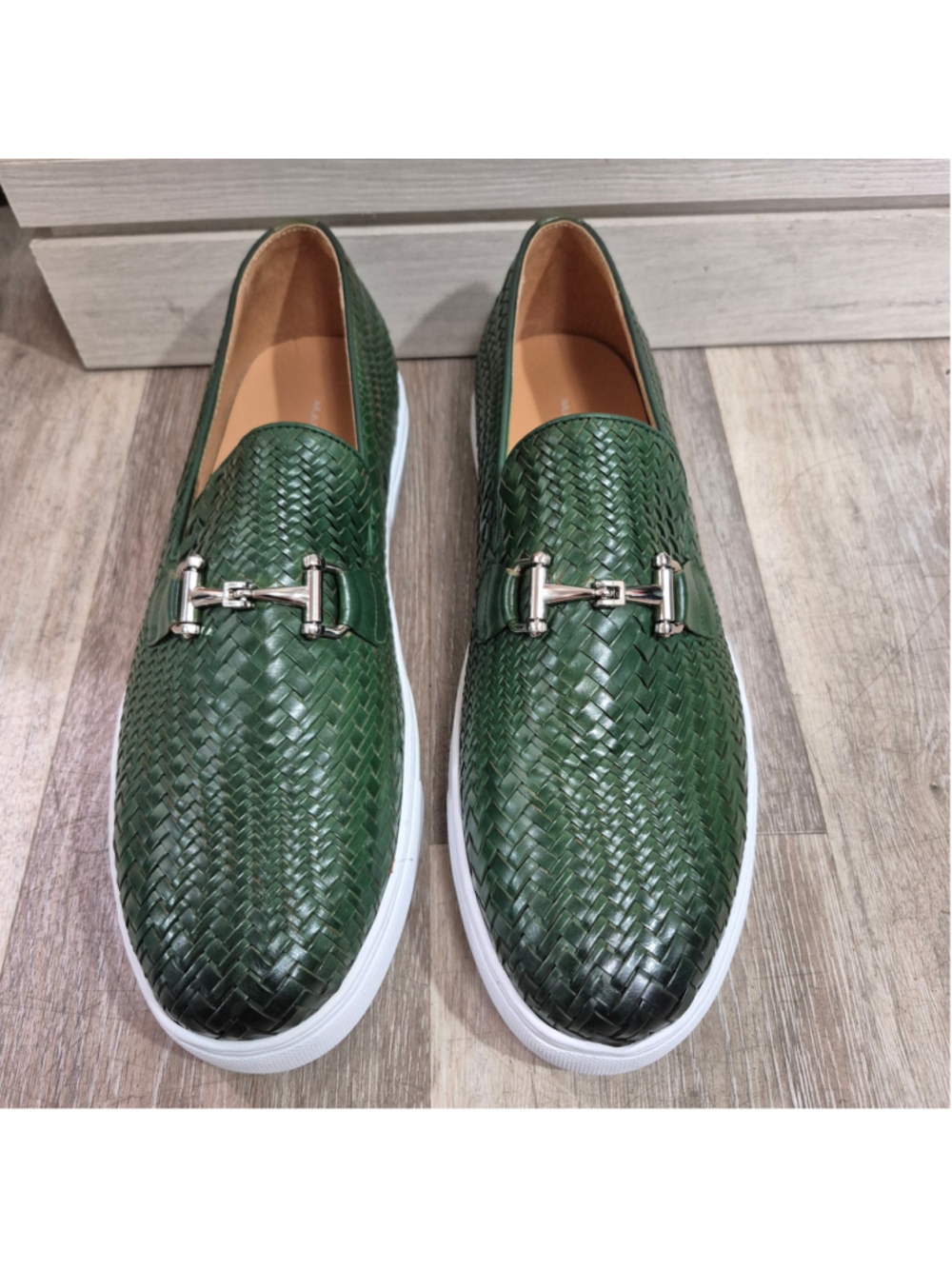 Men's Marc Nolan Boardwalk Woven Slip-On Loafers Green White Size 15